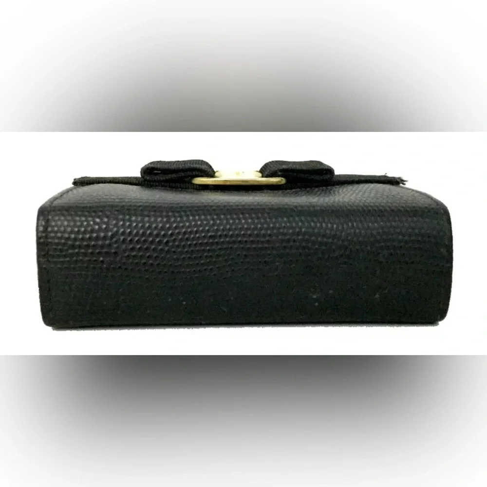 Authentic Salvatore Ferragamo Vara Ribbon Leather Cosmetic Pouch Bag Black - Picture 5 of 11